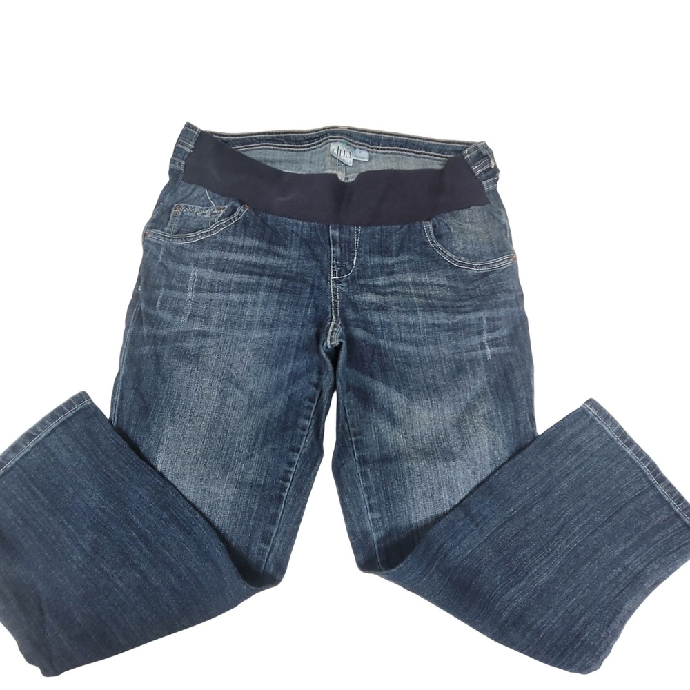 Duo Maternity Jeans Size‎ 12 Dark Wash Denim Full Panel Pregnancy Pants